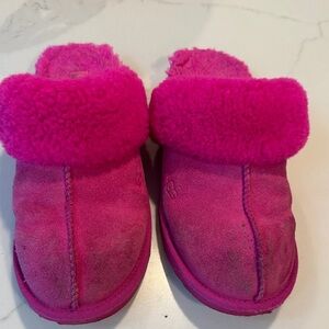 UGG Fuchsia Kids Slippers pink used can probably get cleaned